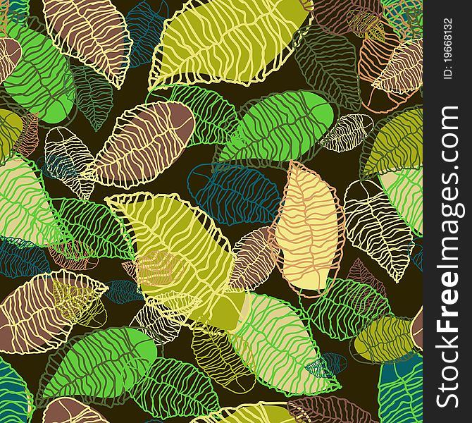 Abstract seamless texture with bright leafs. Abstract seamless texture with bright leafs