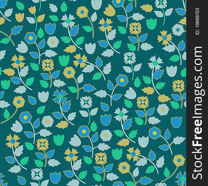 Blue seamless wallpaper with small flowers. Blue seamless wallpaper with small flowers