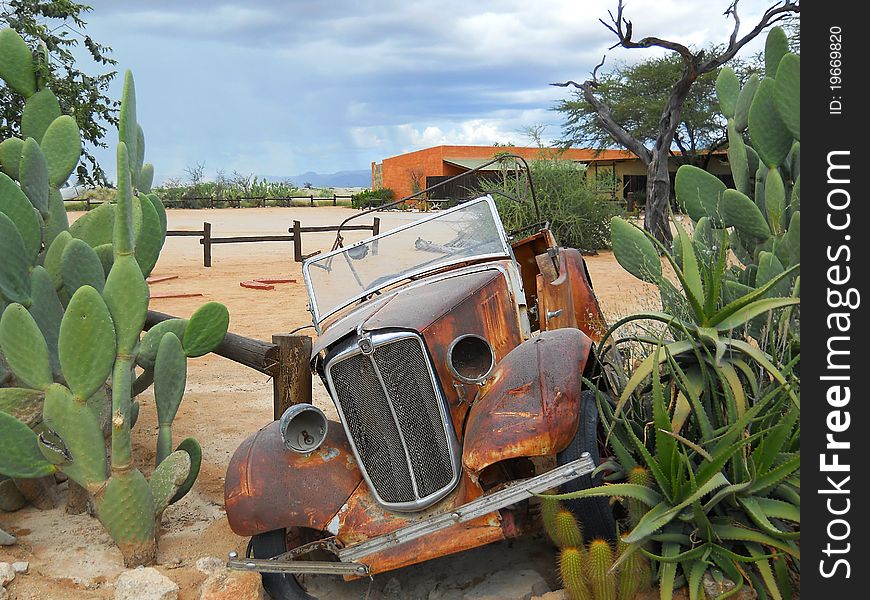 Wreck of car in Solitaire,desert Namib,Nambia,Africa. Wreck of car in Solitaire,desert Namib,Nambia,Africa.