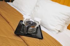 Drinking Utensils On Bed Stock Photography