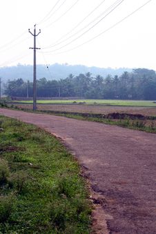 Rural Village Road Through Lush Green Paddy Field Royalty Free Stock Photos Rural Village Road Through Lush Green Paddy Field Royalty Free Stock Photos