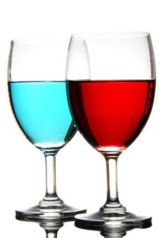 Two Wine Glass And Two Color Stock Photo