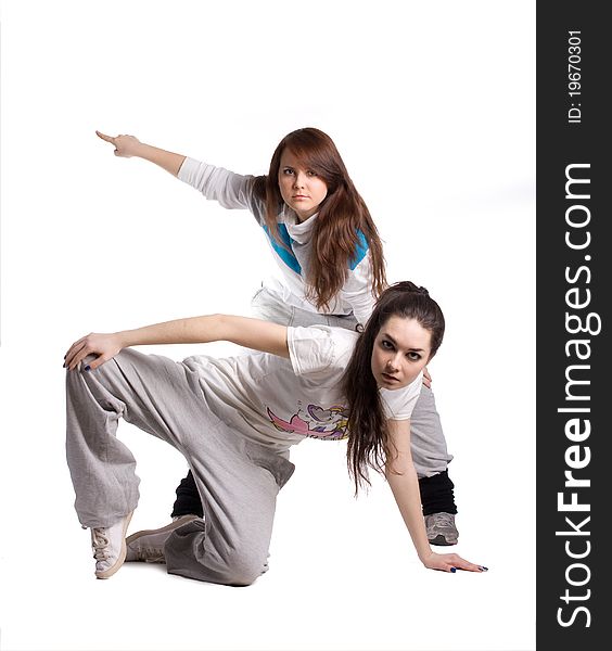 The two dancer on the white background. The two dancer on the white background.