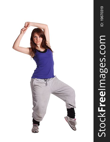 The hip-hop dancer on the white background.