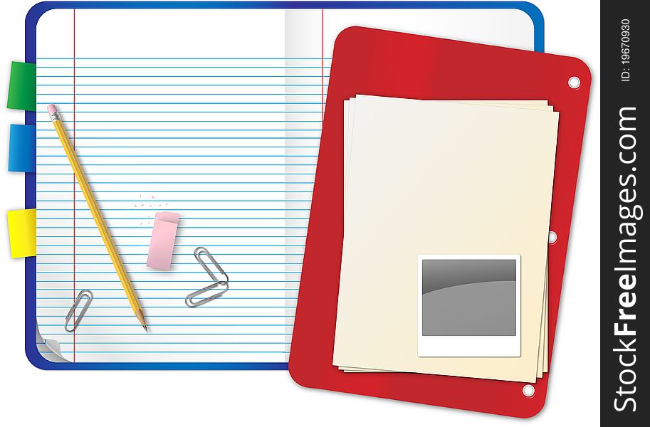 School supplies with room for writing. School supplies with room for writing