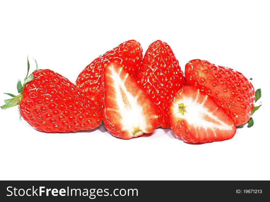 Fresh strawberries isolated on white background.