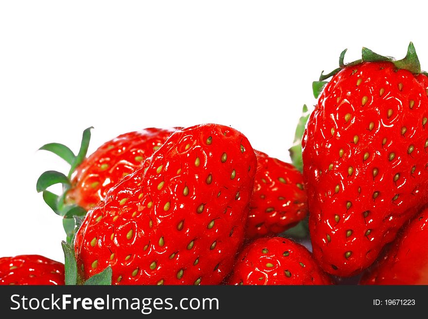 Fresh strawberries isolated on white background.