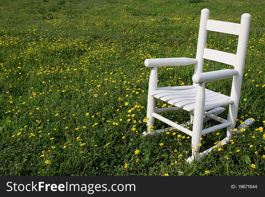 Children's White Rocking Chair in Meadow