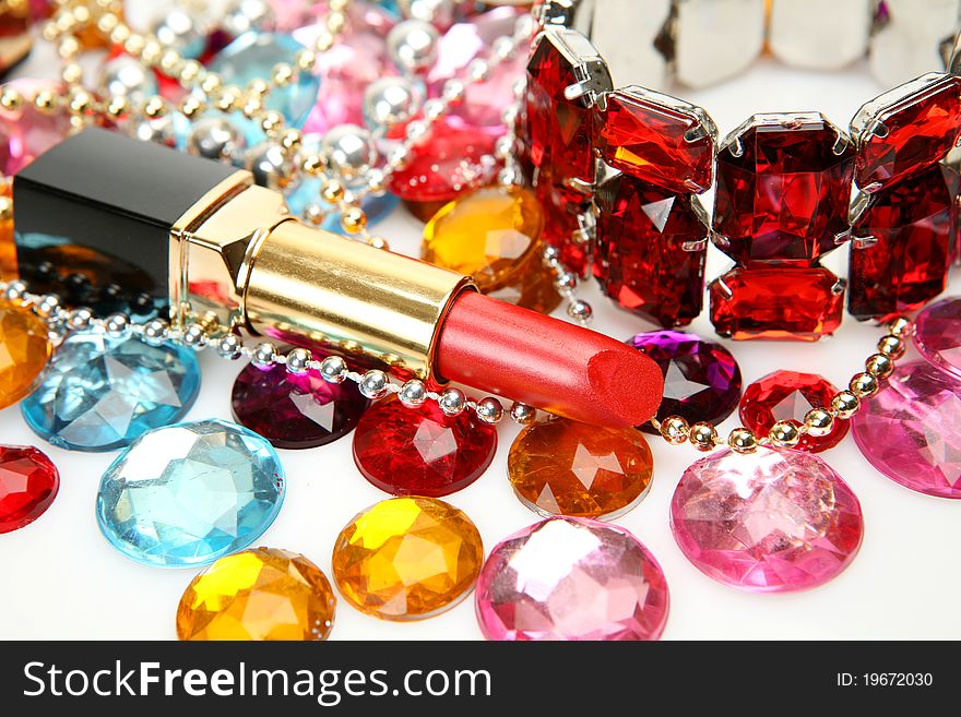 Decorative cosmetics on a white background