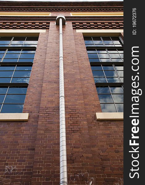 Spiral Buttweld downpipes on a restored redbrick factory. Spiral Buttweld downpipes on a restored redbrick factory.