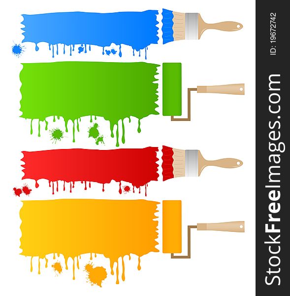 Painting brushes leave blots. A  illustration. Painting brushes leave blots. A  illustration
