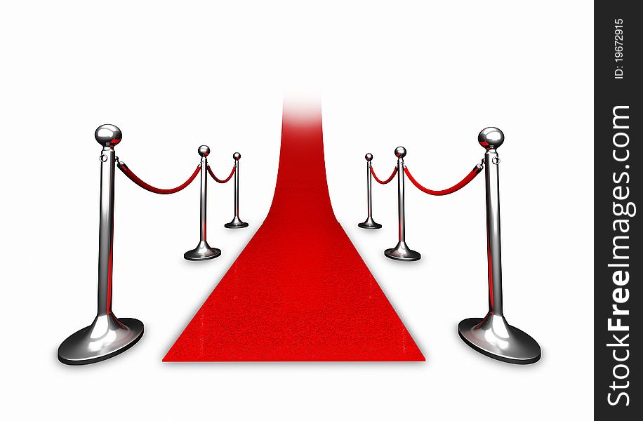 3D render of a red carpet leading up stairs