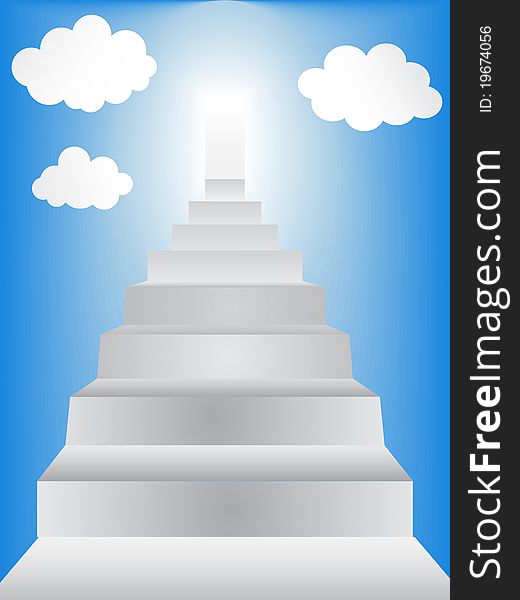 Stairway leading to heaven with clouds in sky. Stairway leading to heaven with clouds in sky