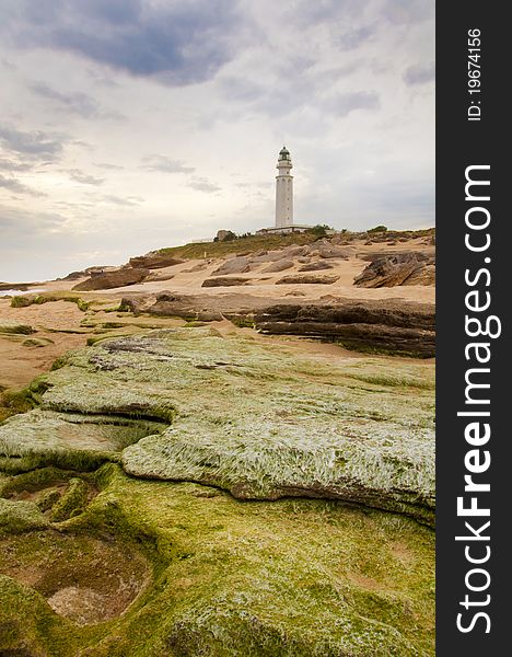 The lighthouse near Cadiz where the great battle of Trafalgar took place. The lighthouse near Cadiz where the great battle of Trafalgar took place.