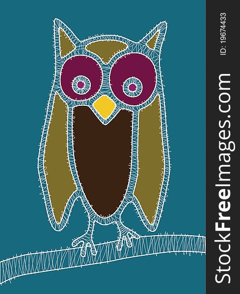 Stylized drawn varied color owl