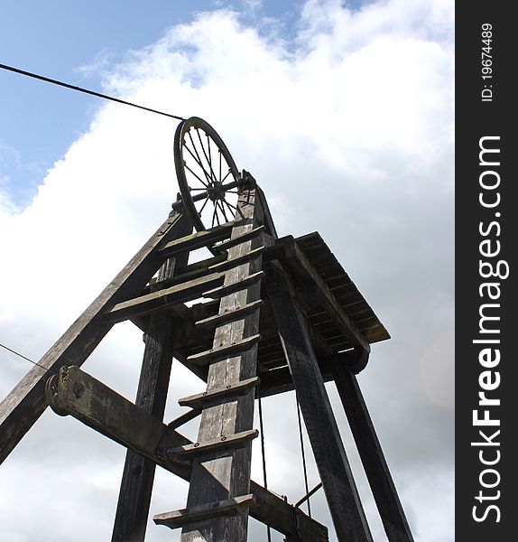 An Old Coal Pit Wooden Winding Headstocks. An Old Coal Pit Wooden Winding Headstocks.