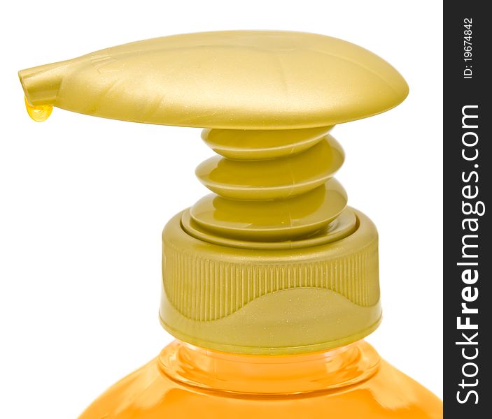 Dispenser bottle of liquid soap. Clipping path included.
