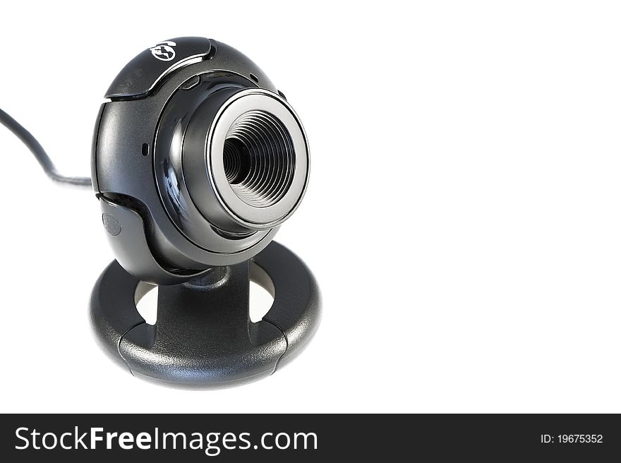 Close up of a black webcam