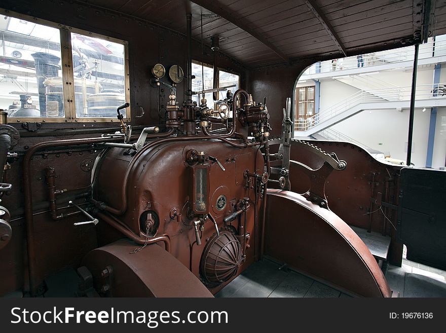 Detail of old steam locomotive