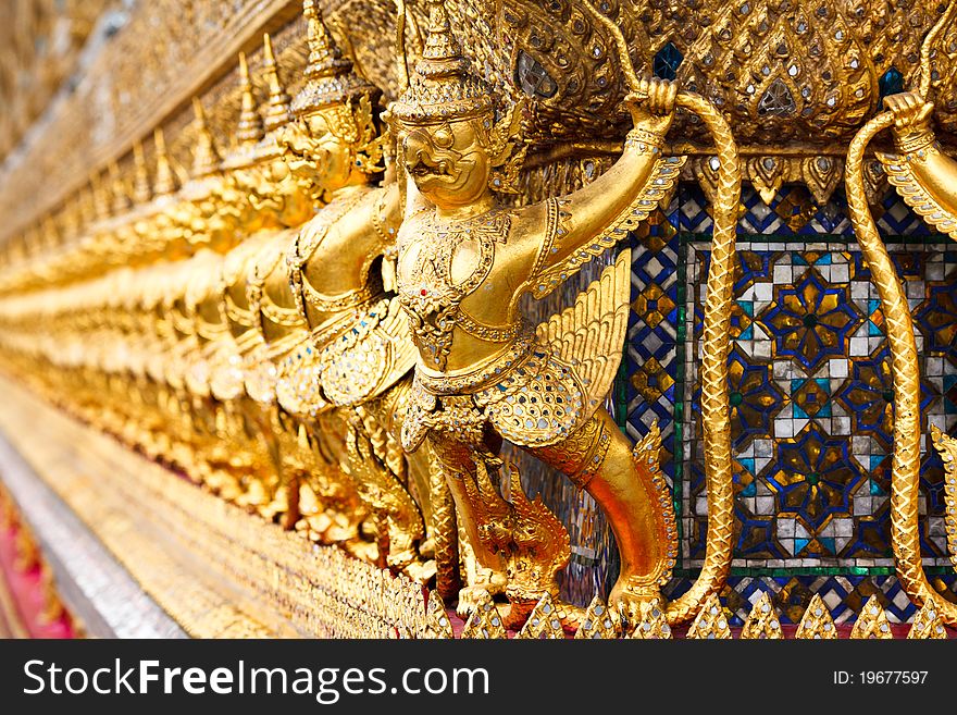 Ancient demon decoration at Wat Prakaew Bangkok Thailand. Ancient demon decoration at Wat Prakaew Bangkok Thailand