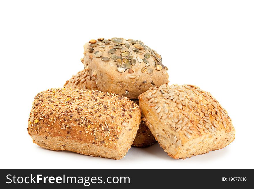 Various baked goods on a white background