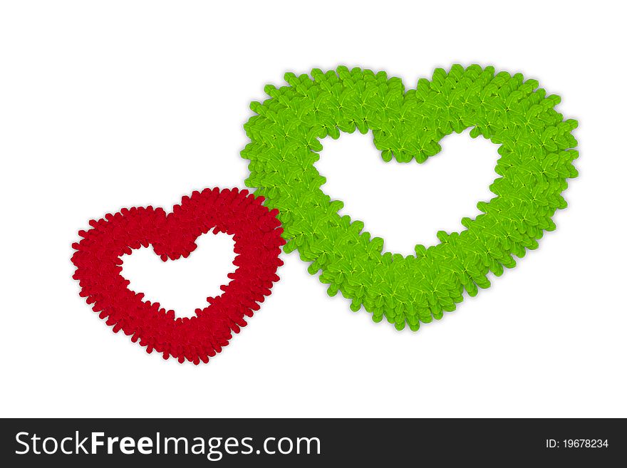 Heart red heart on green background. Heart red heart on green background.