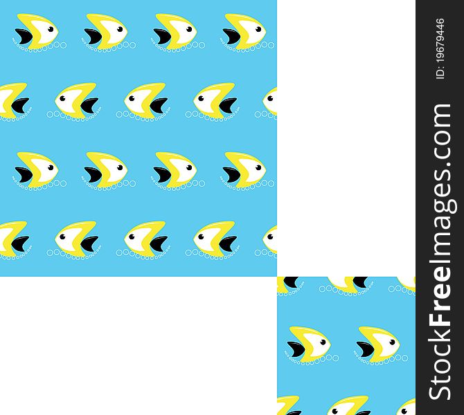 Seamless pattern with yellow fishes