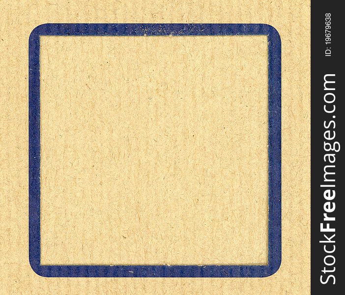 Blue frame on recycled paper background. Blue frame on recycled paper background