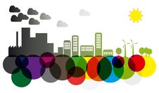 Pollution And Green Skyline Royalty Free Stock Photography Pollution And Green Skyline Royalty Free Stock Photography