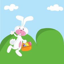 Cartoon Easter Bunny With Basket Royalty Free Stock Photo Cartoon Easter Bunny With Basket Royalty Free Stock Photo