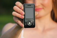 Young Girl Holding Phone Stock Images Young Girl Holding Phone Stock Images