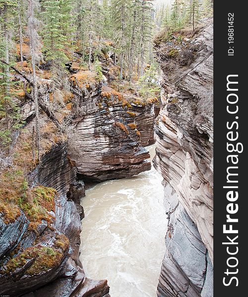 Athabasca Falls in Jasper national park in Canada