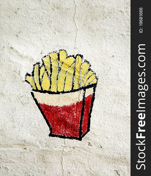 French Fries Painted On A Wall