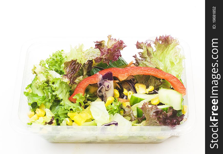 Mixed sweet salad on white background