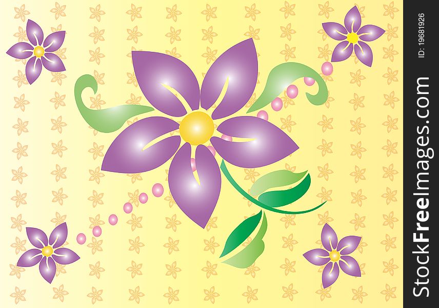 Floral pattern in green and purple color