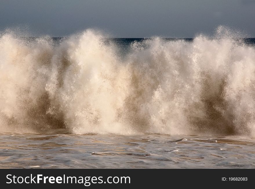 Big surf hits the beach in windy boa vista islands. Big surf hits the beach in windy boa vista islands