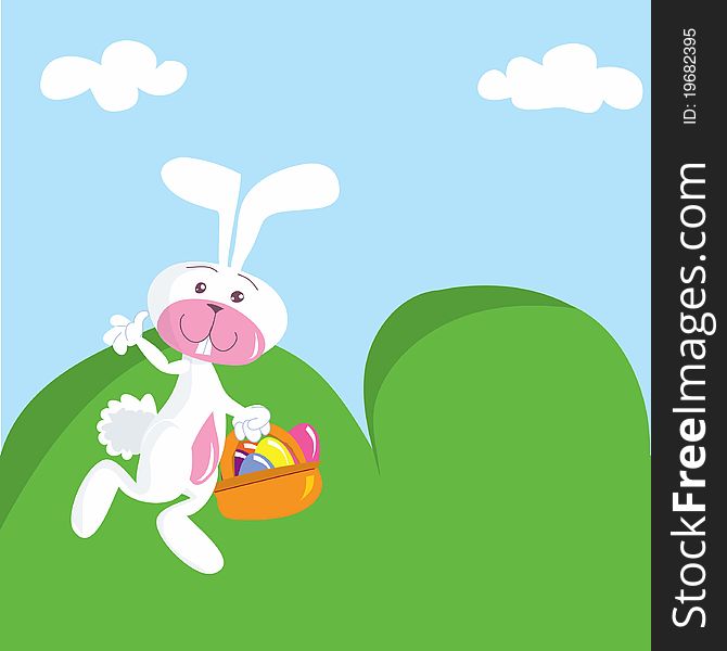 Cartoon Easter bunny with basket