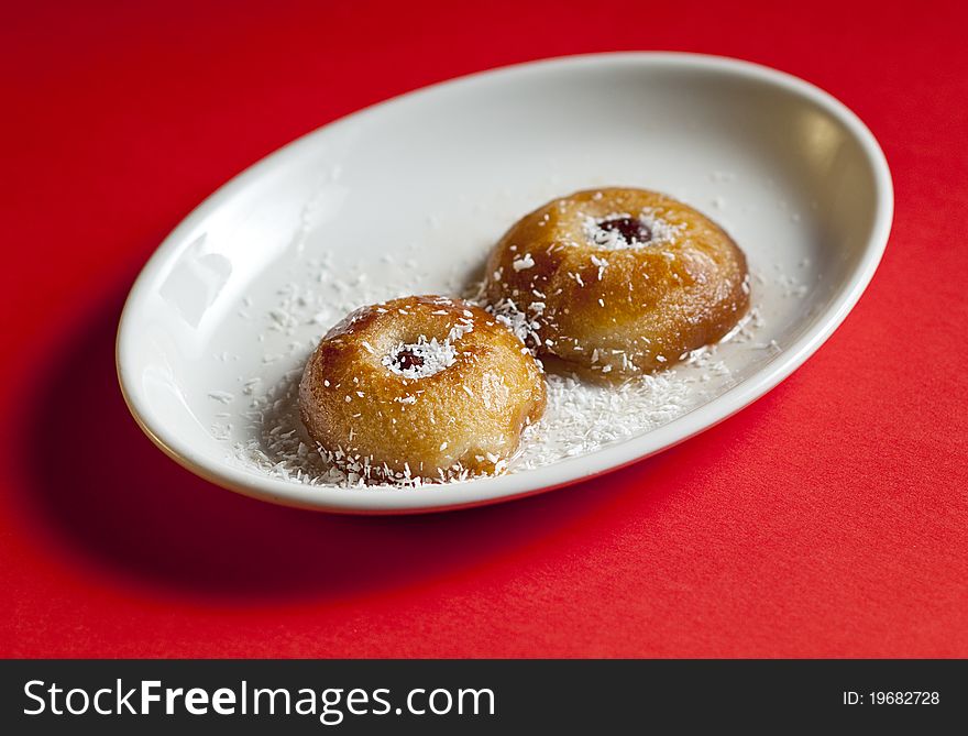 Traditional turkish sweet pastry served on white plate. Traditional turkish sweet pastry served on white plate