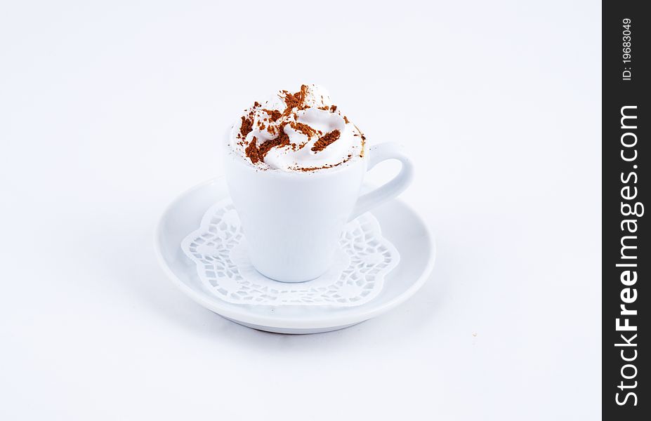 Photo of a cup from coffee on a saucer