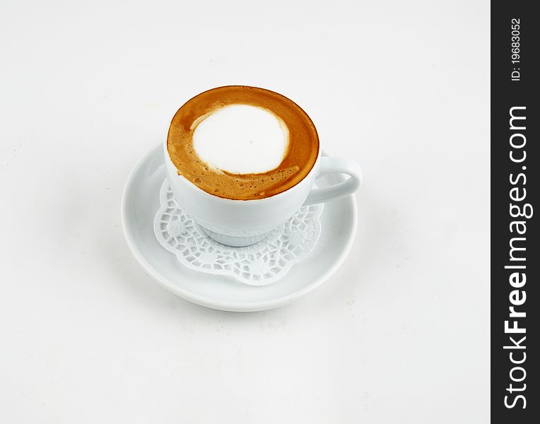 Photo of a cup from coffee on a saucer