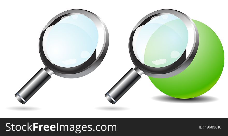 Magnifying glass isolated on white with background