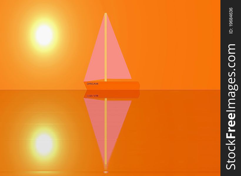 Yacht. Ð icture of an orange world, carrying joy and hope.  Yacht. Ð icture of an orange world, carrying joy and hope