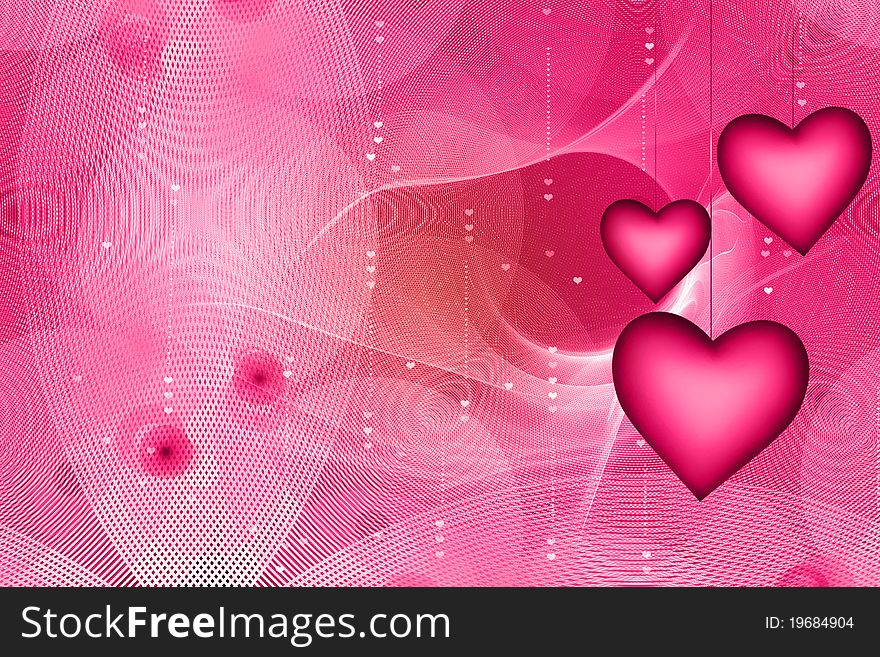 Pink hearts abstract design background