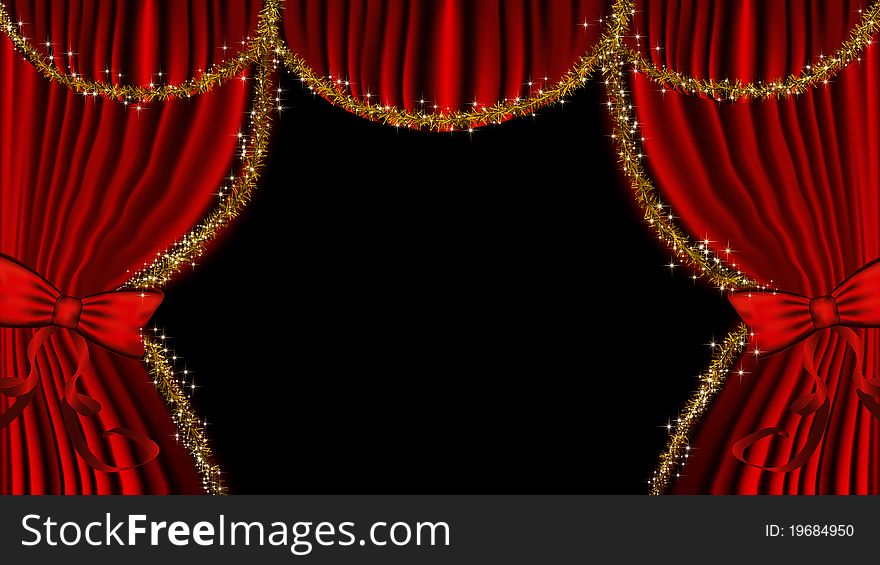 Red stage Theater Curtain background. Red stage Theater Curtain background