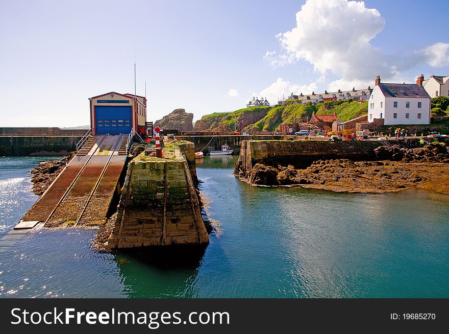 The town and harbour of st abbs in scotland. The town and harbour of st abbs in scotland