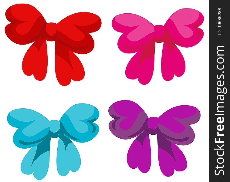 Illustration of isolated set of colorful bows on white background
