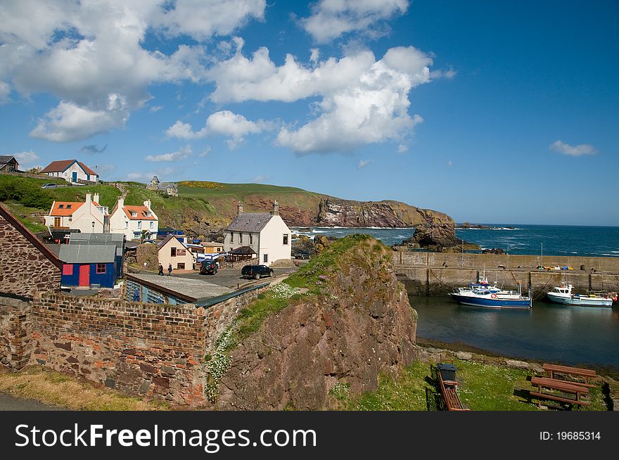 The town and harbour of st abbs in scotland. The town and harbour of st abbs in scotland