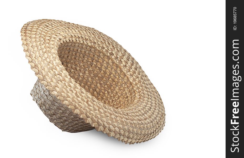 Isolated wicker hat on white background.