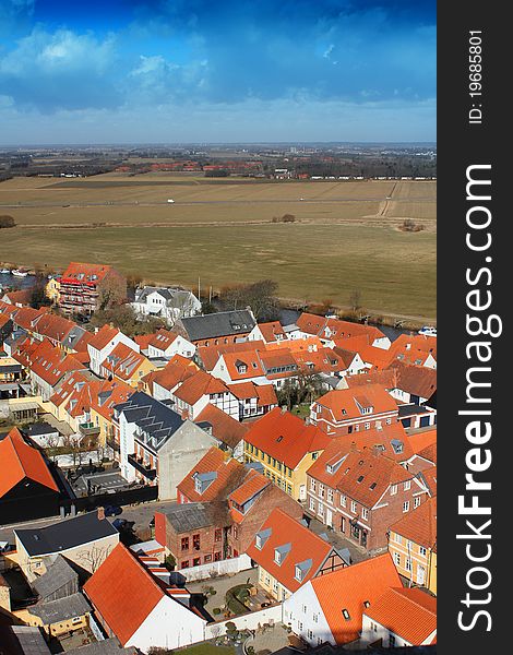 Areal View Over Ribe, Denmark