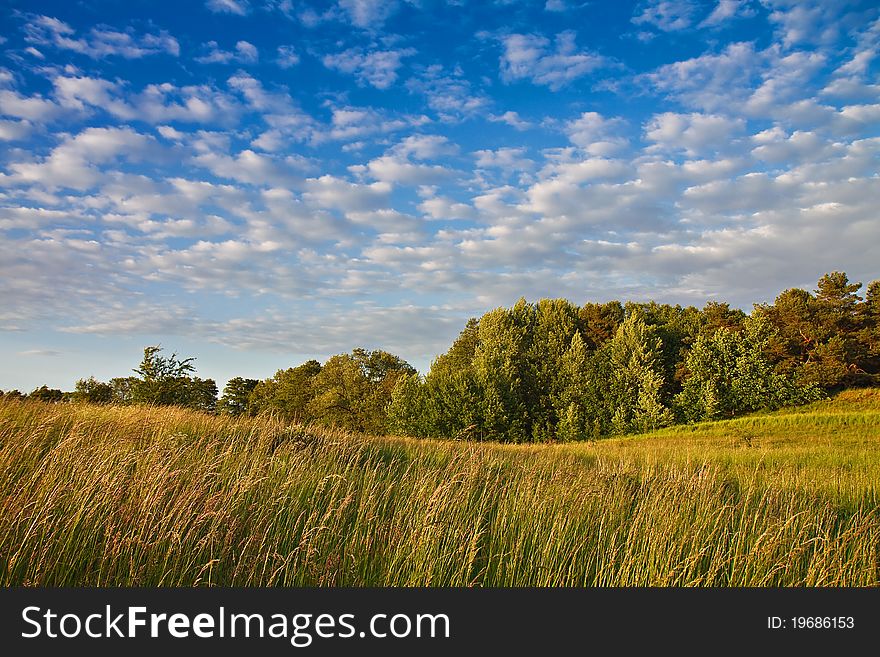 Landscape with blue sky in Germany.